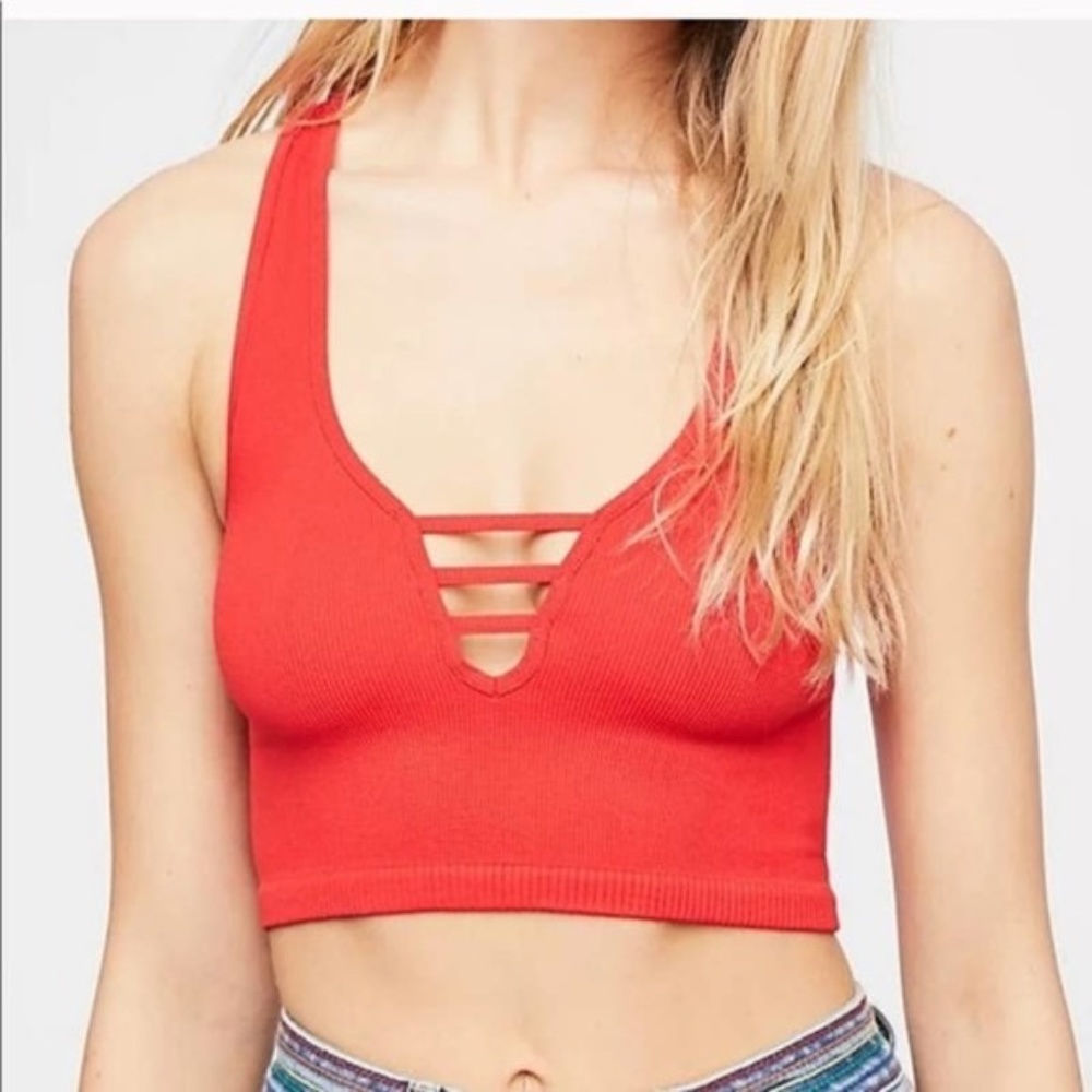 NEW Free People Intimately FP Strapped In Crop Top NWT BRAMI TANK TOP NEON XS/S - Picture 1 of 3